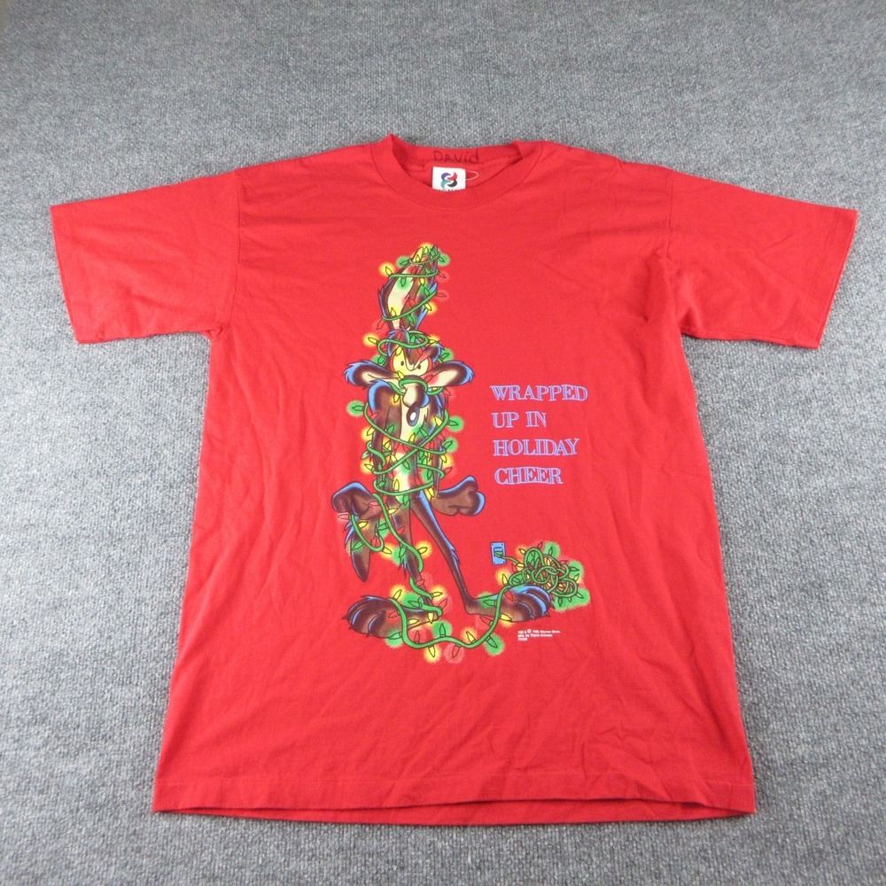 VINTAGE Signal Artwear Shirt Mens Large Red Warner Bros Reindeer Christmas Tee